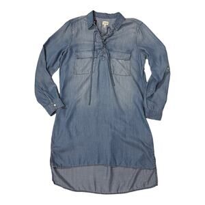 NWT Sneak Peek Tie Up Chambray Shirt Dress - Blue - Medium